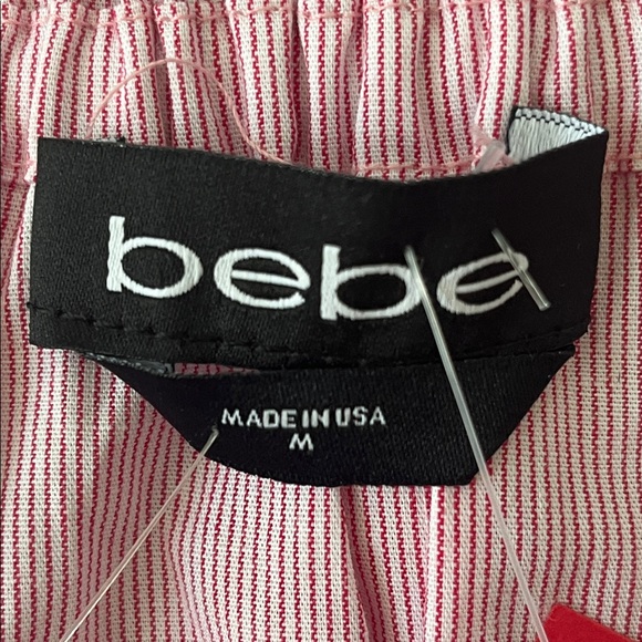 Bebe stripe bell sleeve crop top size red /white medium new - Picture 6 of 12